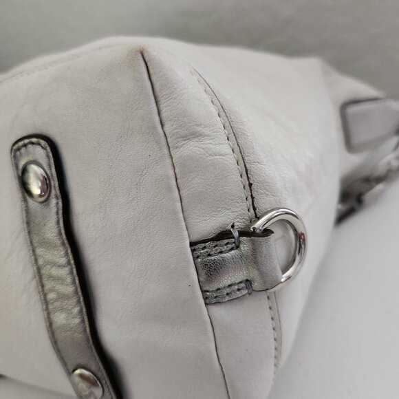 Coach Ashley White & Silver Leather Convertible Shoulder Bag Purse - Picture 11 of 17